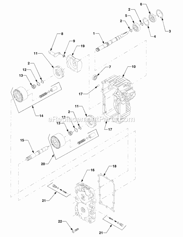 Hydrostatic Transmission Diagram and Parts List for 5254E 54AE542-710, 54BE542-710, 54CE542-710 Cub Cadet Lawn Tractor